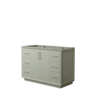Strada 48 Inch Single Bathroom Vanity in Light Green No Countertop No Sink Brushed Nickel Trim