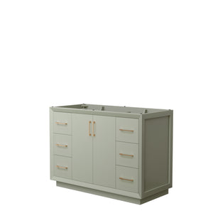 Strada 48 Inch Single Bathroom Vanity in Light Green No Countertop No Sink Satin Bronze Trim