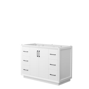 Strada 48 Inch Single Bathroom Vanity in White No Countertop No Sink Matte Black Trim