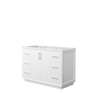 Strada 48 Inch Single Bathroom Vanity in White No Countertop No Sink Brushed Nickel Trim