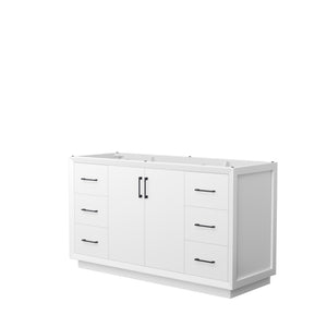 Strada 60 Inch Single Bathroom Vanity in White No Countertop No Sink Matte Black Trim