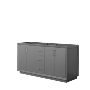 Strada 66 Inch Double Bathroom Vanity in Dark Gray No Countertop No Sink Brushed Nickel Trim