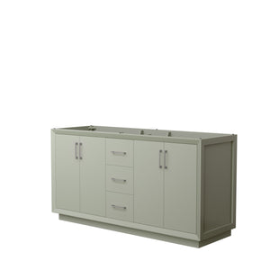 Strada 66 Inch Double Bathroom Vanity in Light Green No Countertop No Sink Brushed Nickel Trim
