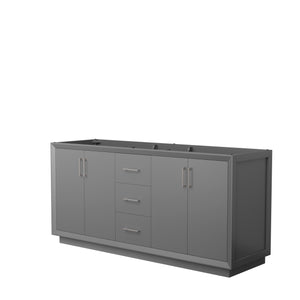 Strada 72 Inch Double Bathroom Vanity in Dark Gray No Countertop No Sink Brushed Nickel Trim
