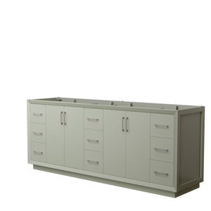 Strada 84 Inch Double Bathroom Vanity in Light Green No Countertop No Sink Brushed Nickel Trim