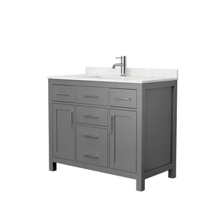 Beckett 42 Inch Single Bathroom Vanity in Dark Gray Carrara Cultured Marble Countertop Undermount Square Sink No Mirror