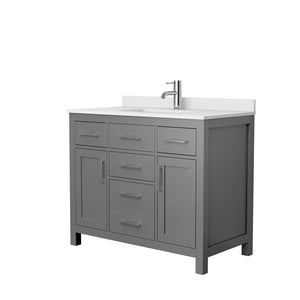 Beckett 42 Inch Single Bathroom Vanity in Dark Gray White Cultured Marble Countertop Undermount Square Sink No Mirror