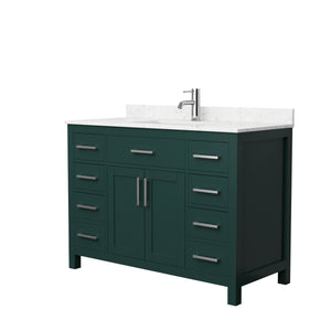 Beckett 48 Inch Single Bathroom Vanity in Green Carrara Cultured Marble Countertop Undermount Square Sink Brushed Nickel Trim