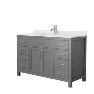 Beckett 54 Inch Single Bathroom Vanity in Dark Gray White Cultured Marble Countertop Undermount Square Sink No Mirror