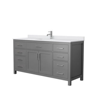Beckett 66 Inch Single Bathroom Vanity in Dark Gray White Cultured Marble Countertop Undermount Square Sink No Mirror