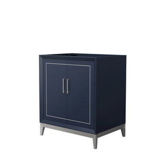Marlena 30 Inch Single Bathroom Vanity in Dark Blue No Countertop No Sink Brushed Nickel Trim