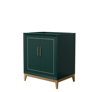 Marlena 30 Inch Single Bathroom Vanity in Green No Countertop No Sink Satin Bronze Trim