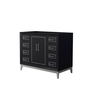 Marlena 42 Inch Single Bathroom Vanity in Black No Countertop No Sink Brushed Nickel Trim
