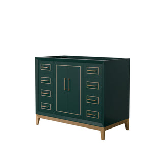 Marlena 42 Inch Single Bathroom Vanity in Green No Countertop No Sink Satin Bronze Trim
