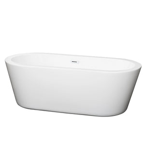 Mermaid 67 Inch Freestanding Bathtub in White with Shiny White Drain and Overflow Trim