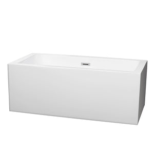 Melody 60 Inch Freestanding Bathtub in White with Polished Chrome Drain and Overflow Trim