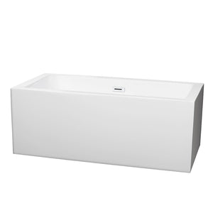 Melody 60 Inch Freestanding Bathtub in White with Shiny White Drain and Overflow Trim