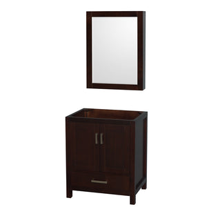 Sheffield 30 Inch Single Bathroom Vanity in Espresso No Countertop No Sink and Medicine Cabinet