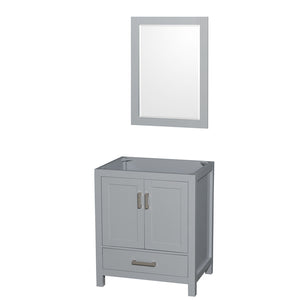 Sheffield 30 Inch Single Bathroom Vanity in Gray No Countertop No Sink and 24 Inch Mirror