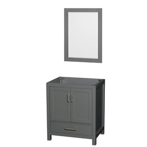 Sheffield 30 Inch Single Bathroom Vanity in Dark Gray No Countertop No Sink and 24 Inch Mirror