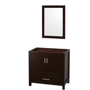 Sheffield 36 Inch Single Bathroom Vanity in Espresso No Countertop No Sink and 24 Inch Mirror