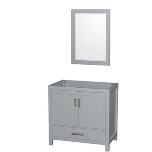Sheffield 36 Inch Single Bathroom Vanity in Gray No Countertop No Sink and 24 Inch Mirror