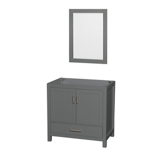 Sheffield 36 Inch Single Bathroom Vanity in Dark Gray No Countertop No Sink and 24 Inch Mirror