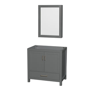 Sheffield 36 Inch Single Bathroom Vanity in Dark Gray No Countertop No Sink and Medicine Cabinet