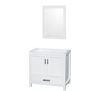 Sheffield 36 Inch Single Bathroom Vanity in White No Countertop No Sink and 24 Inch Mirror