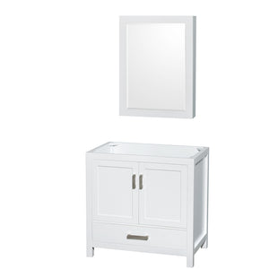 Sheffield 36 Inch Single Bathroom Vanity in White No Countertop No Sink and Medicine Cabinet