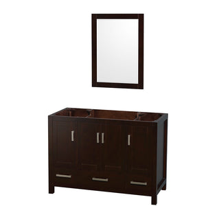 Sheffield 48 Inch Single Bathroom Vanity in Espresso No Countertop No Sink and 24 Inch Mirror