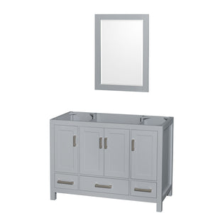 Sheffield 48 Inch Single Bathroom Vanity in Gray No Countertop No Sink and 24 Inch Mirror