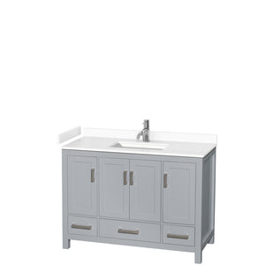 Sheffield 48 Inch Single Bathroom Vanity in Gray White Cultured Marble Countertop Undermount Square Sink No Mirror
