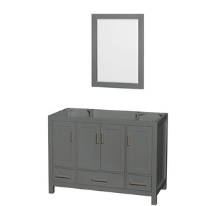 Sheffield 48 Inch Single Bathroom Vanity in Dark Gray No Countertop No Sink and 24 Inch Mirror