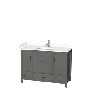 Sheffield 48 Inch Single Bathroom Vanity in Dark Gray White Cultured Marble Countertop Undermount Square Sink No Mirror