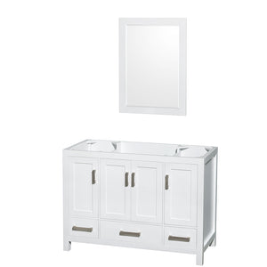 Sheffield 48 Inch Single Bathroom Vanity in White No Countertop No Sink and 24 Inch Mirror