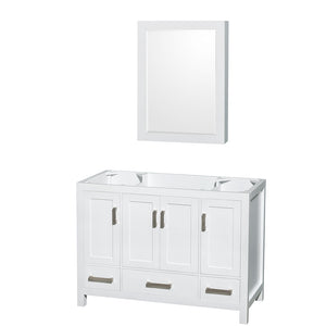 Sheffield 48 Inch Single Bathroom Vanity in White No Countertop No Sink and Medicine Cabinet