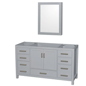 Sheffield 60 Inch Single Bathroom Vanity in Gray No Countertop No Sink and Medicine Cabinet