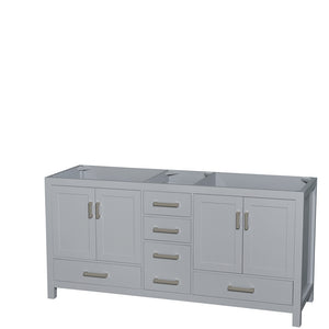 Sheffield 72 Inch Double Bathroom Vanity in Gray No Countertop No Sink and No Mirror