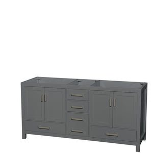 Sheffield 72 Inch Double Bathroom Vanity in Dark Gray No Countertop No Sink and No Mirror