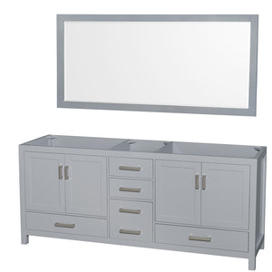 Sheffield 80 Inch Double Bathroom Vanity in Gray No Countertop No Sink and 70 Inch Mirror