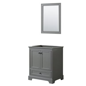Deborah 30 Inch Single Bathroom Vanity in Dark Gray No Countertop No Sink Matte Black Trim 24 Inch Mirror