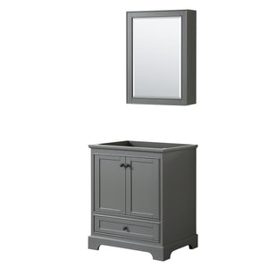 Deborah 30 Inch Single Bathroom Vanity in Dark Gray No Countertop No Sink Matte Black Trim Medicine Cabinet