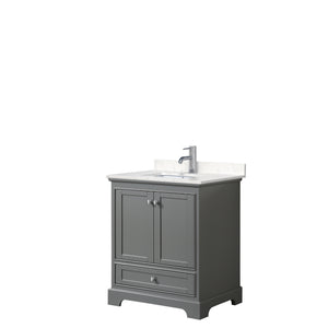 Deborah 30 Inch Single Bathroom Vanity in Dark Gray Carrara Cultured Marble Countertop Undermount Square Sink No Mirror