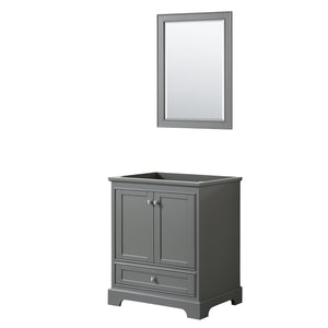 Deborah 30 Inch Single Bathroom Vanity in Dark Gray No Countertop No Sink and 24 Inch Mirror