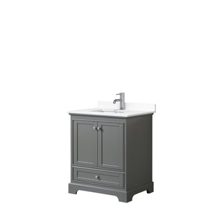 Deborah 30 Inch Single Bathroom Vanity in Dark Gray White Cultured Marble Countertop Undermount Square Sink No Mirror