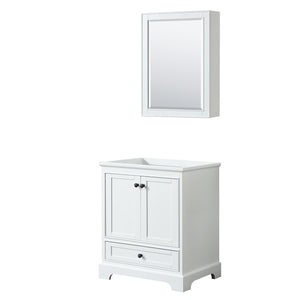 Deborah 30 Inch Single Bathroom Vanity in White No Countertop No Sink Matte Black Trim Medicine Cabinet