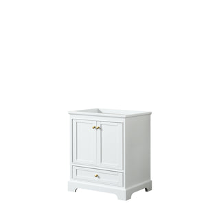 Deborah 30 Inch Single Bathroom Vanity in White No Countertop No Sink Brushed Gold Trim No Mirror