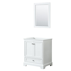 Deborah 30 Inch Single Bathroom Vanity in White No Countertop No Sink and 24 Inch Mirror