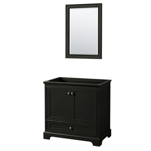 Deborah 36 Inch Single Bathroom Vanity in Dark Espresso No Countertop No Sink and 24 Inch Mirror